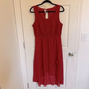 Red high low dress